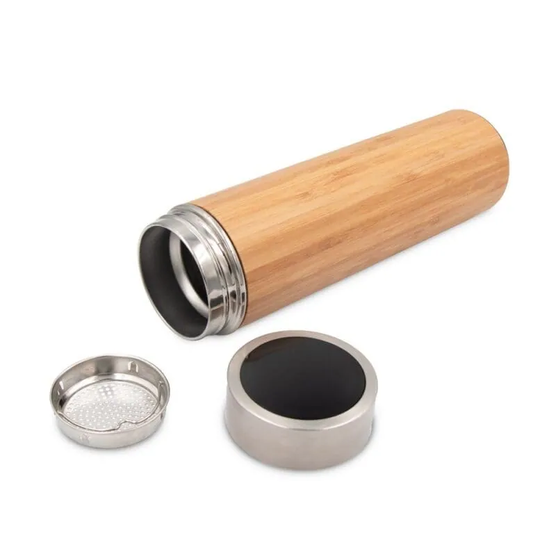 Bamboo Thermos 500 ml with sieve V4871 – promotional product with your logo
